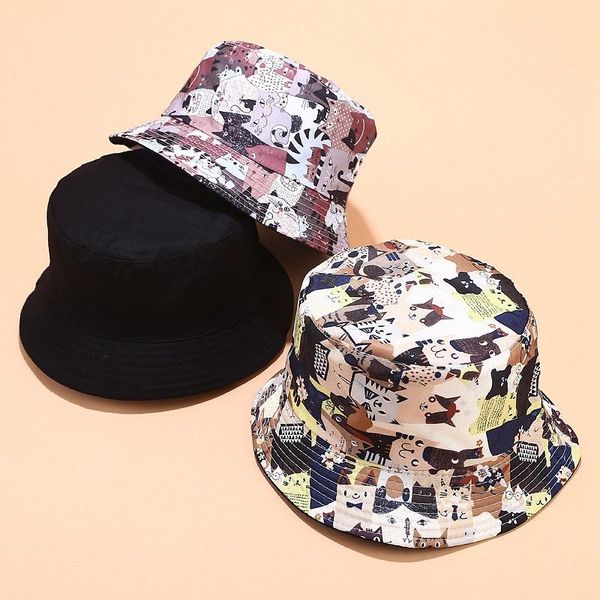 

beanies double-sided graffiti bucket hat women's summer 2021 panama bob fisherman's printed hip hop