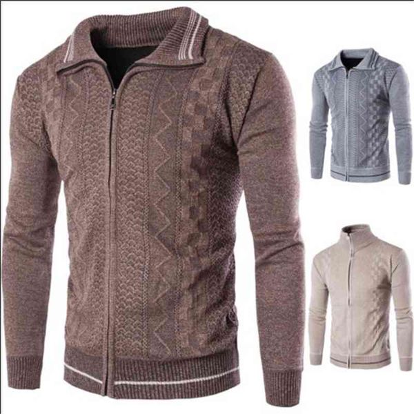 

fashion sweater 2021 winter men's thickened cardigan zipper lapel, White;black