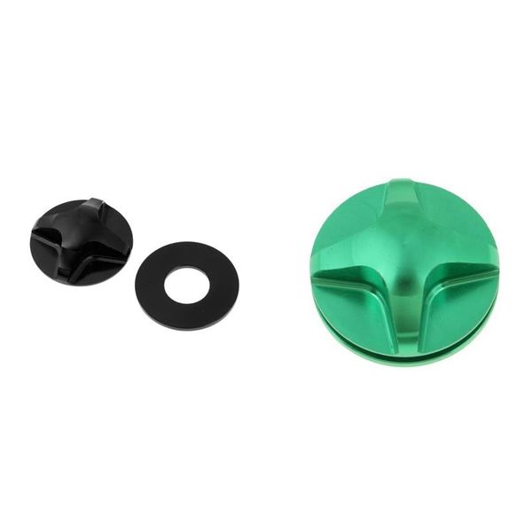 

tools 2x bicycle fork cover front gas shoulder caps aluminum alloy nozzle for fork-black & green