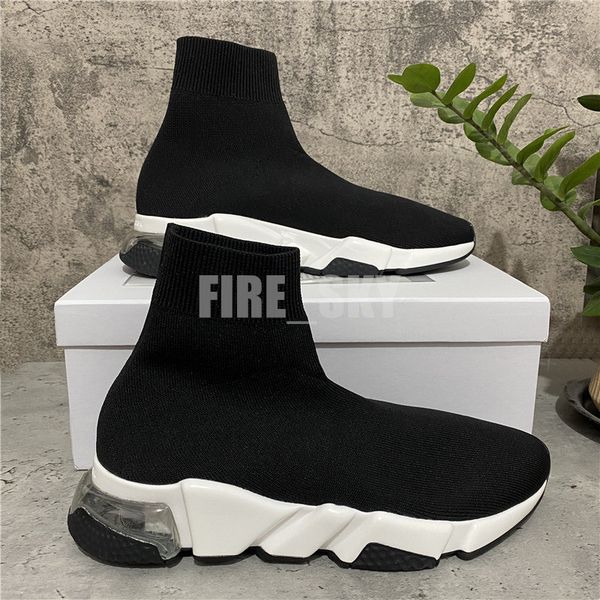 

2021 mens womens casual shoes speed trainers knit sock white black khaki watermark with box size eur 36-46