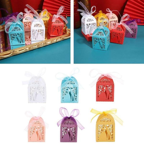 

gift wrap 50 pcs creative laser heart cut hollow bride candy boxes wedding storage box with ribbon guests souvenir