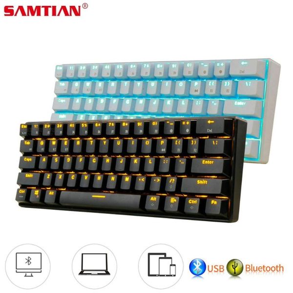 

bluetooth wireless keyboard 61keys mechanical led backlit gaming for pc computer lapgames keyboards