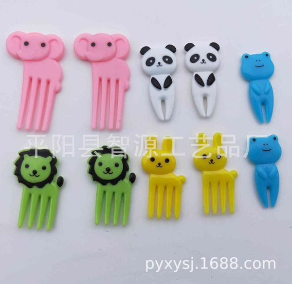 

creative elephant fork cartoon animal set children's fruit plastic bento decoration label 10 pack