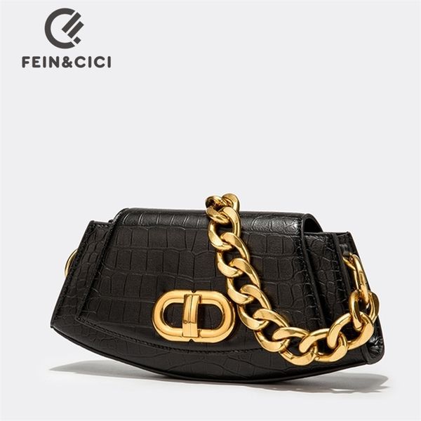 

women luxury designer chain bag print alligator underarm shoulder design flap crossbody messenger black beige 220122