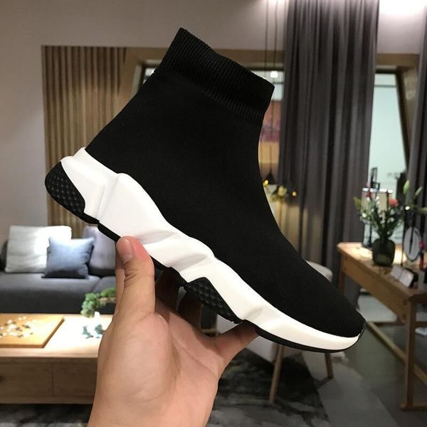 

with box paris mens womens casual shoes speed trainers knit sock white black khaki watermark balencaiga sneakers size 36-46