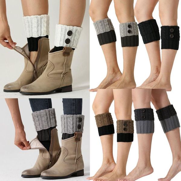 

socks & hosiery women winter crochet knitted boot cover keep warm solid color ers calcetines mujer, Black;white