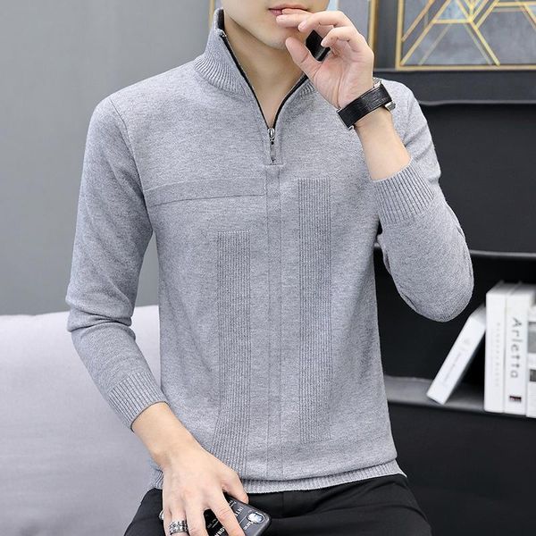 

men's sweaters men fashion half zip pullover slim fit jumpers knitwear sweater winter warm casual man, White;black