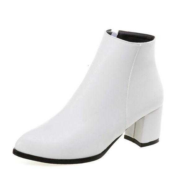 

dress shoes white black women boots comfy square high heel ankle fashion pointed toe zipper autumn winter ladies mher