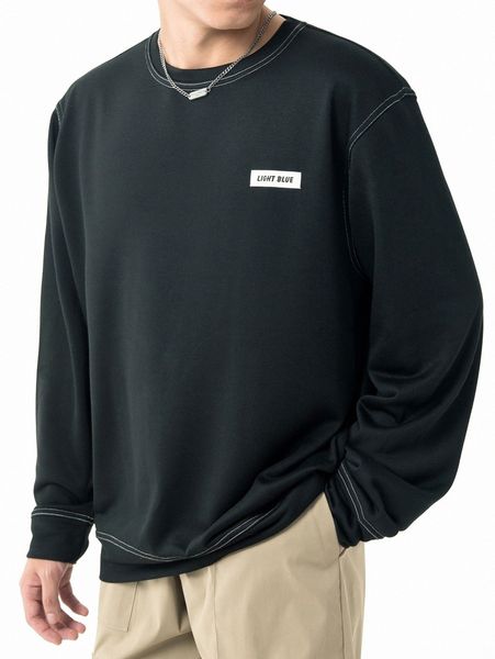 

men patch detail stitching sweatshirt 00tj#, Black