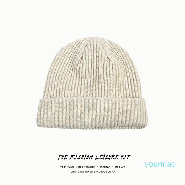 

pure color autumn winter knitted wool pile street leisure landlord warm hip hop hat, Black;white