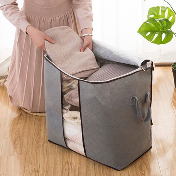 

clothing & wardrobe storage bag wholesale extra large quilt with handles portable dustproof household non-woven zipper clothes