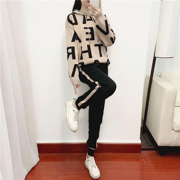 

women's two piece pants spring casual 2 set women long sleeve + harem suits fashion korean trend tracksuit outfits y460, White