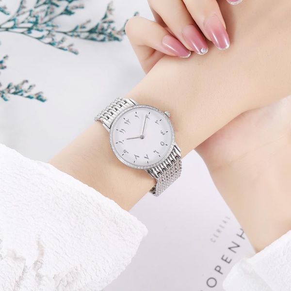 

wristwatches luxury arabic number numerals watch arabian wristwatch super thin case japanese movement elegant clocks islamic hours, Slivery;brown