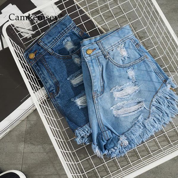 

basic summer denim fashion womens short ripped holes cuffed casual high waist blue jeans, White;black