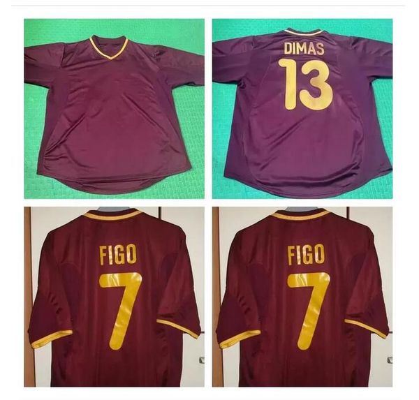 

retro soccer jersey 2000 classic football shirt vintage camisa de futebol 00 home red #7 figo #10 rui costa c.ronaldo 21 nuno comes #13 dima, Black;yellow