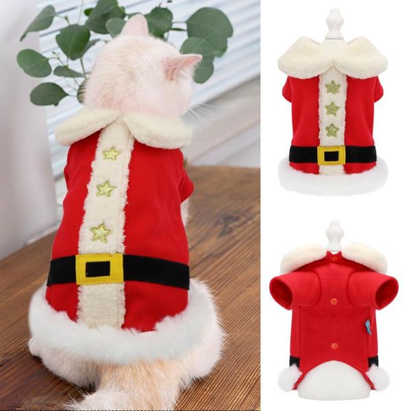 

cat costumes christmas clothes small dogs cats santa costume kitten puppy outfit hoodie warm winter pet clothing