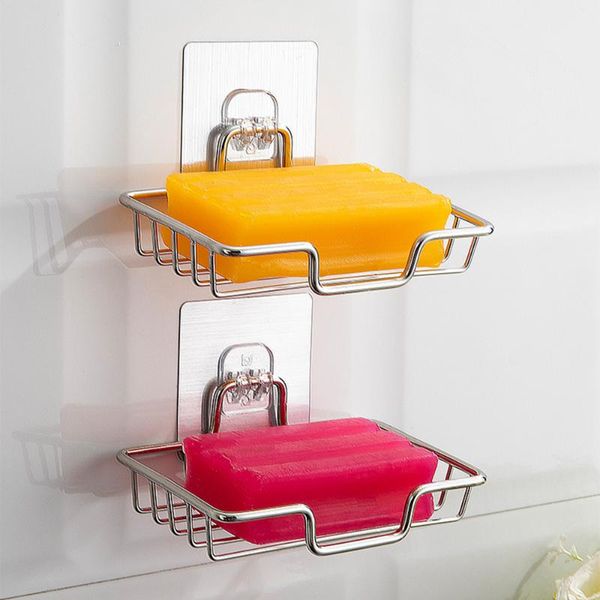 

soap dishes rack wall mounted holder box stainless steel sponge dish bathroom accessories self adhesive