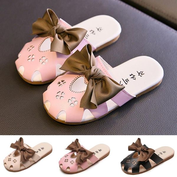 

slipper todder baby girl shoes kids indoor flip flops bowknot beach casual soft slippers non-slip bottom fashion, Black;grey