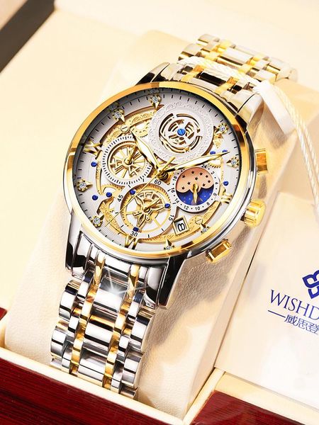 

wristwatches wishdoit men watch big dial sport fashion watches mens chronograph quartz wristwatch date male clock, Slivery;brown