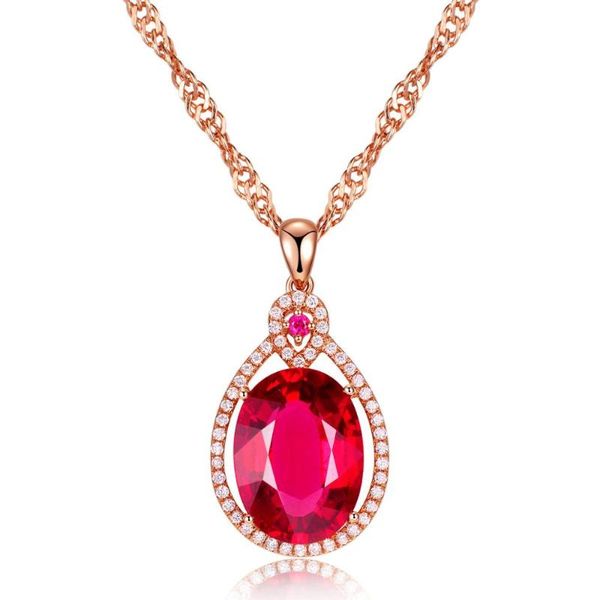 

rose gold color red crystal chokers pendant zirconia oval necklace for women drop womens jewelry wholesale zy117 chains, Silver