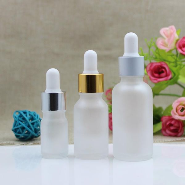

storage bottles & jars 24pcs 5ml -100ml glass frosted bottle silver dropper empty essential oil liquid basic massage