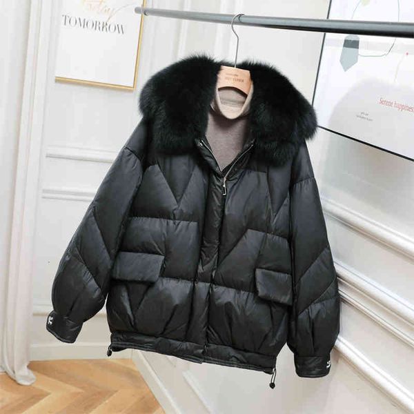 

women's down & parkas janveny 90% white duck jacket women winter fur collar feather coat female thick warm short loose puffer jackets 2, Black