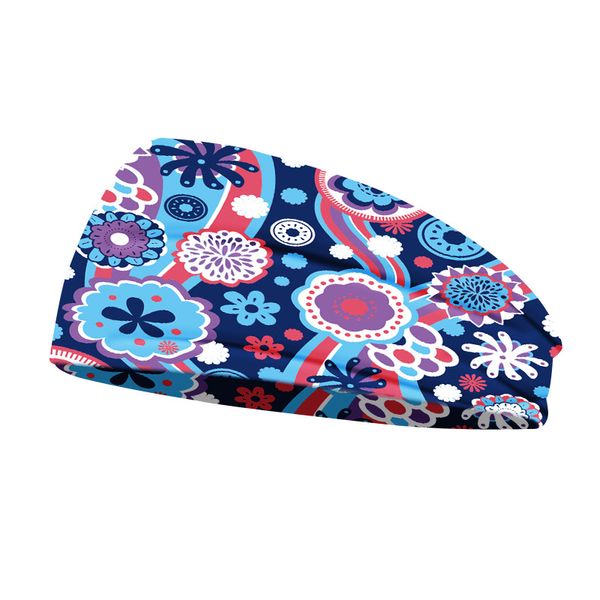 

tie-dye chinese geometric printed headbands retro soft yoga wide knit sports breathable turban woman print gypsy airship tie tied waist knot, Silver