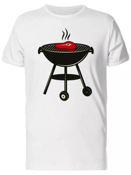 

illustration of bbq grill men's tee -image by shutterstock, White;black
