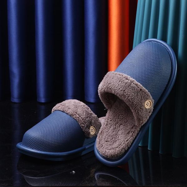 

slippers women winter for home waterproof non-slip warm shoes footwear indoor solid ladies soft couples, Black