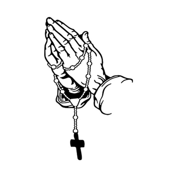 

12 x 7.5cm waterproof pray hand car stickers pearl rosary god jesus christ crown decals for auto truck window bumper racing helmet motorcycl