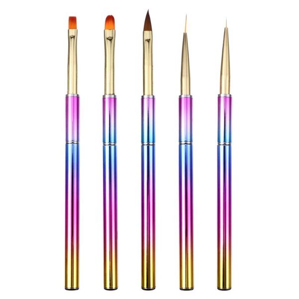 

5pcs practical manicure pen painting brushes beauty salon tool set nail, Yellow