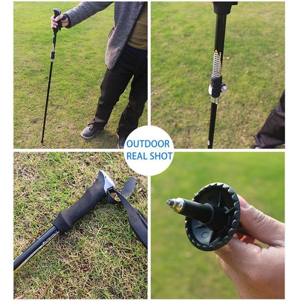

trekking poles outdoor folding climbing stick camping aluminum alloy crutches eva handle ski walking sticks anti hiking