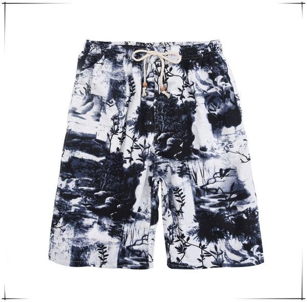 

2021 baseball shorts summer style cotton and linen printed big pants beach men's loose sport ball aaa444, Black
