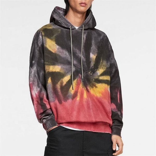 

men's hoodies & sweatshirts oem used multi color tie dyed hip hop streetwear hoodie for men, Black