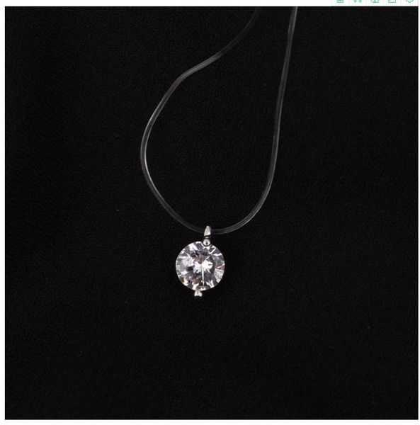 

chokers invisible fish line crystal women clavicle chain lady feminino collar necklace pendants neck zircon, Golden;silver