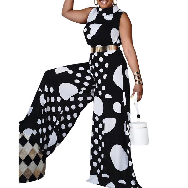 

dresses 2021 summer african jumpsuit for women new sleeveless ladies dashiki ankara style trousers fashion robe africaine jumpsuit, Black;gray