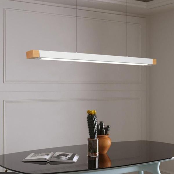 

pendant lamps modern led lights for office decor simple creative lighting long strip lamp building supermaket