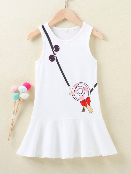 

toddler girls cartoon graphic ruffle hem dress she, Red;yellow