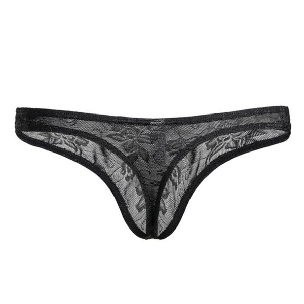 

underpants men lace thong underwear men's see through tanga hombre g-string g string transparent lingerie t-back panties, Black;white