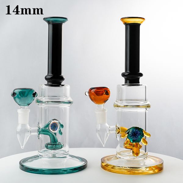 Mini 5mm Heady стеклоплатная труба прямой трубчатый толстый заголовок стекла бонг 14 мм женское суставовное душ Perc Inline Perc Стеклянная водяная труба нефтяных буровых установок бонги с миской