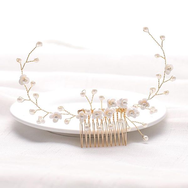 

hair clips & barrettes comb accessories flower hand-woven bridal wedding headdress ea, Golden;silver