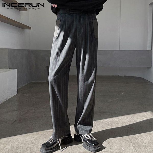 

men's pants fashion men joggers korean style striped patchwork streetwear pockets trousers 2021 loose pantalones hombre incerun s-5xl, Black