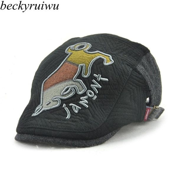 

berets children woolen hats autumn and winter boy wool felt sboy caps kid peaked cap girl cartoon beret hat 3-10y, Blue;gray