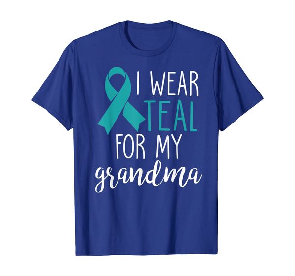 

i wear teal for my grandma ovarian cancer t-shirt, White;black