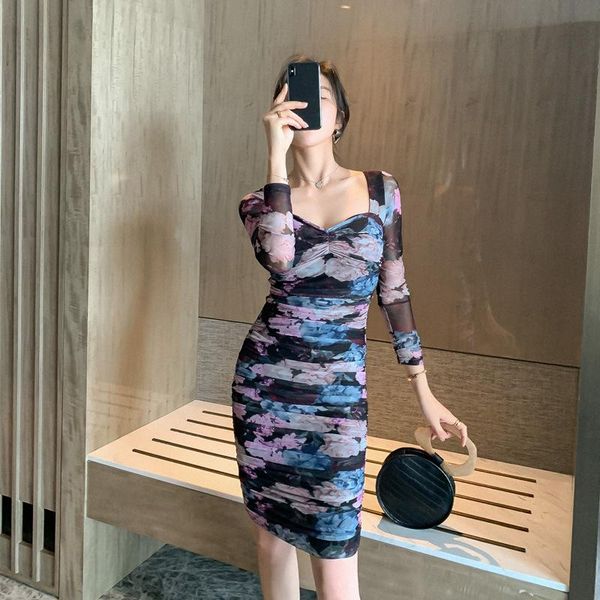 

casual dresses fashion women arrival slim elegant perspective formal dress comfortable spring vintage office lady print pencil, Black;gray