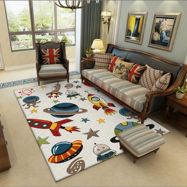 

carpets cartoon universe spaceship children for bedroom explore the mystery anti slip floor kids room rugs beside sofa mat decor