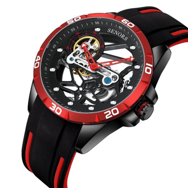 

wristwatches 2021 brand full automatic mechanical tourbillon watch hollow trend personalized luminous waterproof men's, Slivery;brown