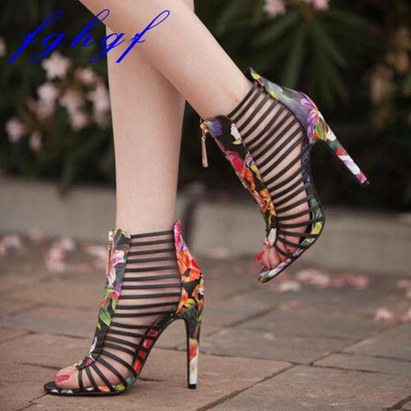 

women's high-heeled sandals, fashionable and 11cm shoes, colorful patent leather fabric sandals, Black