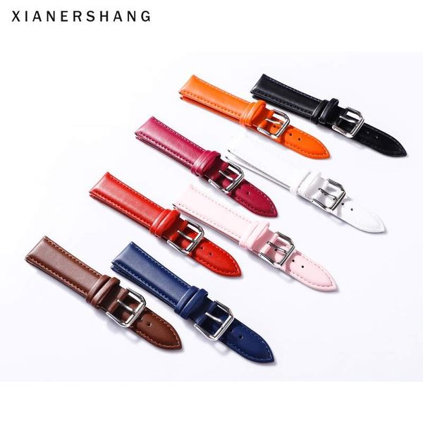 

watch bands xianershang genuine leather band 12mm-24mm pin buckle calfskin strap men women universal watchbands accessories, Black;brown