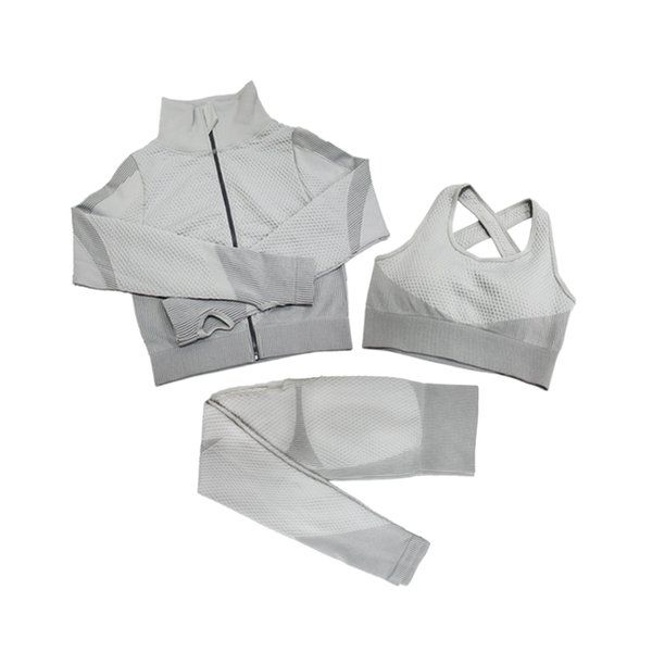 

shaping leggings fitness suits yoga women outfits 3pcs sets long sleeve shirt+sport bra+seamless workout running clothing gym wear,lf051 05, White;red